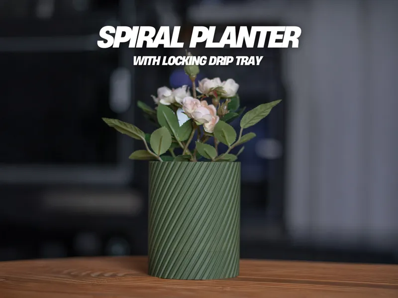Spiral Planter with Drainage + Locking Drip Tray