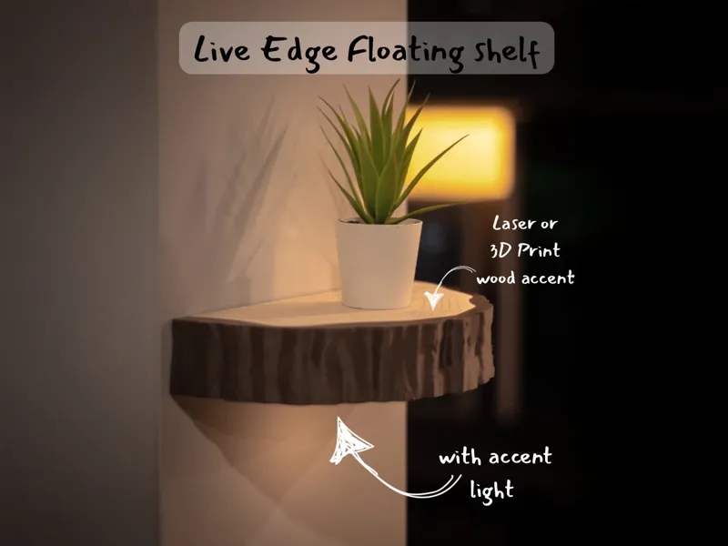 Live Edge Floating Shelf with Accent Light